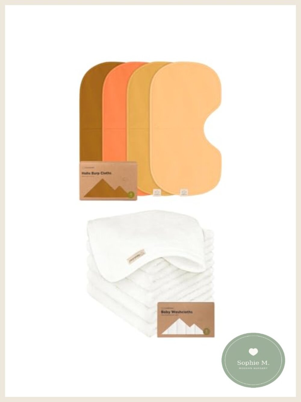 4-Pack GOTS Certified Cotton Burp Cloths & Baby Washcloths Set Extra Large